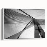 Framed canvas displaying a monochrome abstract landscape, ideal for bedroom wall art.