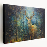 Stretched canvas featuring a vibrant side view of an antelope in a wild landscape, showcasing intricate details and earthy tones, perfect for animal art lovers.