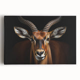 Stretched canvas wall art featuring a vibrant antelope design in a natural landscape, showcasing detailed colors and textures, perfect for wildlife enthusiasts.