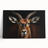 Stretched canvas wall art featuring a vibrant antelope design, showcasing intricate details and rich colors, perfect for enhancing home decor.