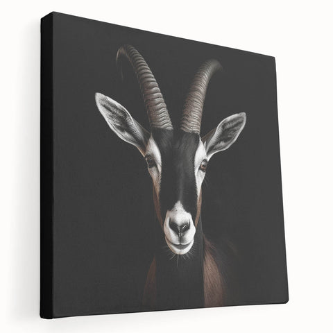Side view of a stretched canvas featuring a striking antelope design, showcasing vibrant colors and intricate details, perfect for wildlife-themed home decor.