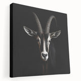 Antelope wall art design on stretched canvas showcasing a side view of a graceful antelope in a natural setting, ideal for wildlife enthusiasts and home decor.