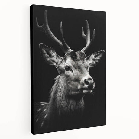 Side view of a vibrant stretched canvas wall art featuring an antelope design, showcasing intricate details and warm earth tones, perfect for nature-themed decor.
