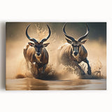 Stretched canvas wall art featuring a vibrant antelope design in natural colors, perfect for wildlife enthusiasts and home decor, showcasing intricate details and textures.