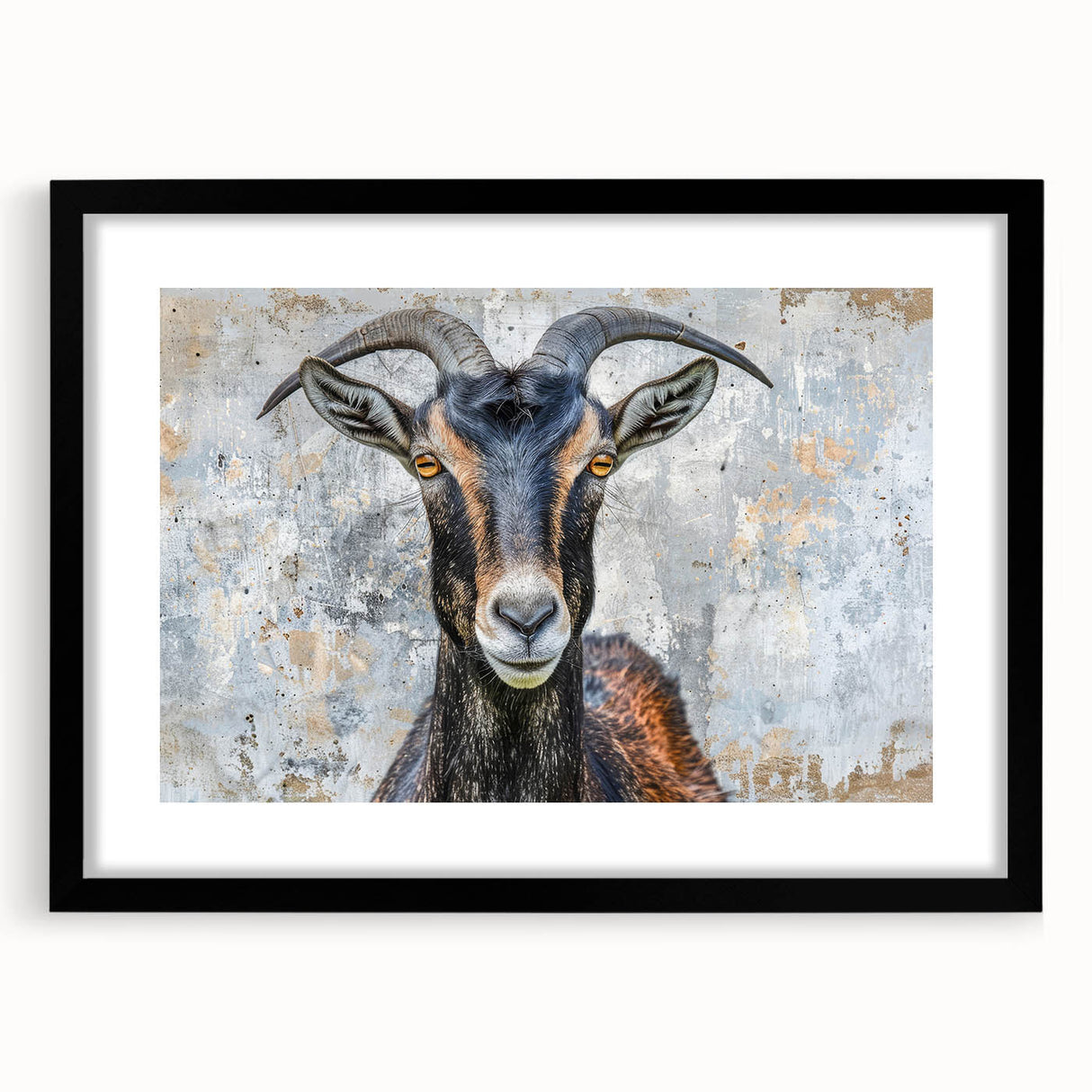 Black-framed wall art featuring an elegant antelope design, showcasing intricate details and vibrant colors, perfect for enhancing home decor in a stylish living space.