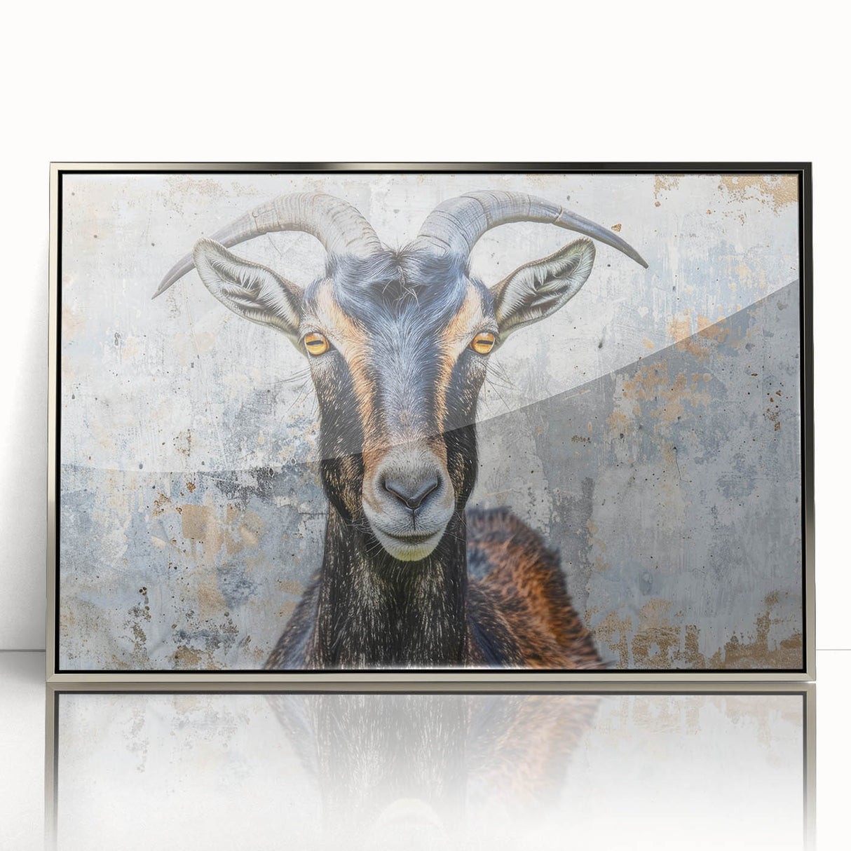 Framed wall art featuring a striking silver-accented design of an antelope, showcasing intricate details and vibrant colors, perfect for wildlife enthusiasts and modern decor.