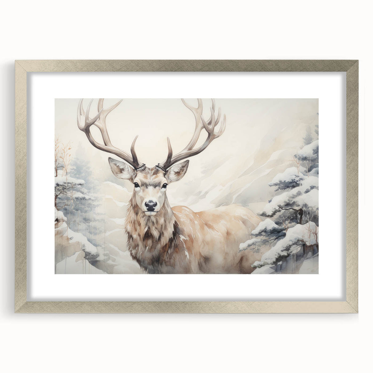 Silver-framed wall art featuring an elegant antelope design, set against a textured background, perfect for enhancing modern home decor with a touch of wildlife elegance.