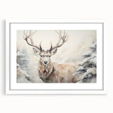 Antelope-themed wall art design in a sleek white frame, featuring intricate animal illustrations and a mat border, ideal for wildlife enthusiasts' decor.