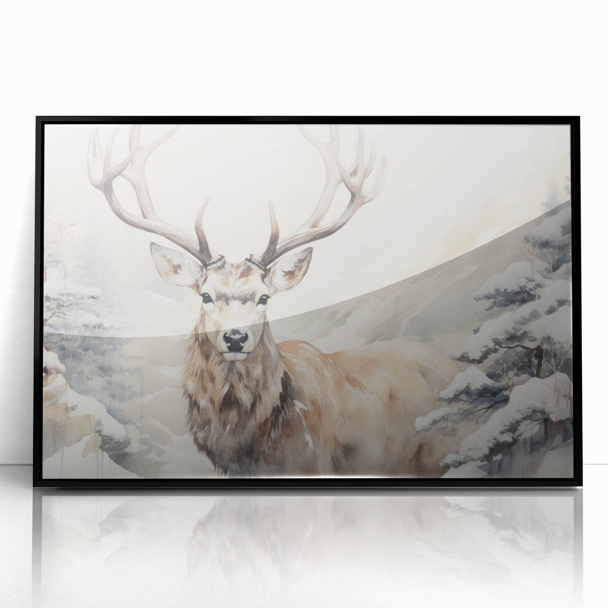 Framed wall art showcasing a striking antelope design in vibrant colors, featuring a sleek black frame, perfect for enhancing modern decor with a wildlife theme.