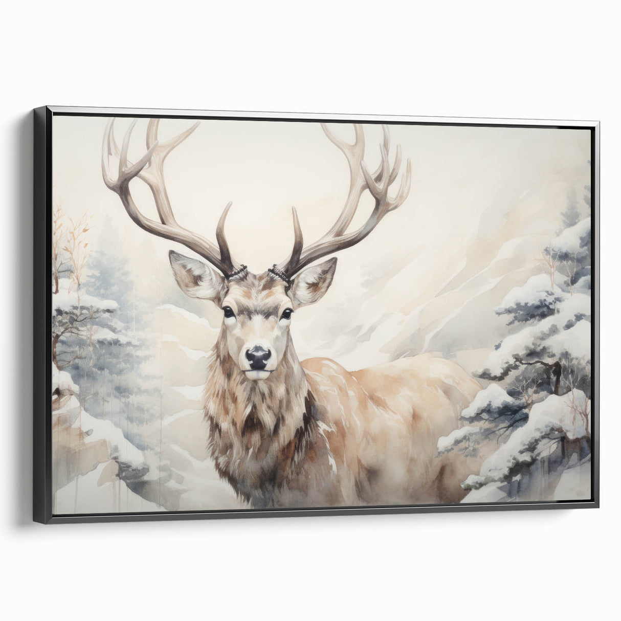 Framed wall art featuring a striking black-and-white antelope design, showcasing intricate details and textures, perfect for enhancing modern interior decor.