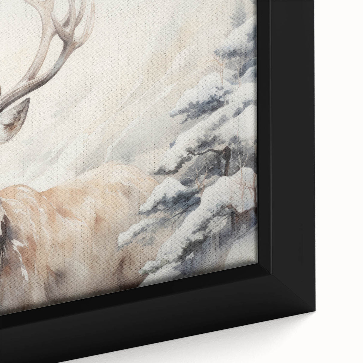 Close-up of a framed canvas wall art featuring a vibrant antelope design, showcasing intricate details and rich colors against a natural background, perfect for wildlife enthusiasts.