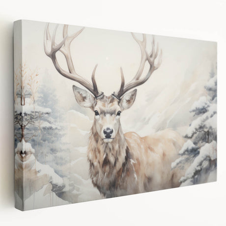 Side view of a stretched canvas wall art featuring a vibrant antelope design from the Wild Life collection, showcasing rich colors and intricate details. Perfect for nature-themed decor.