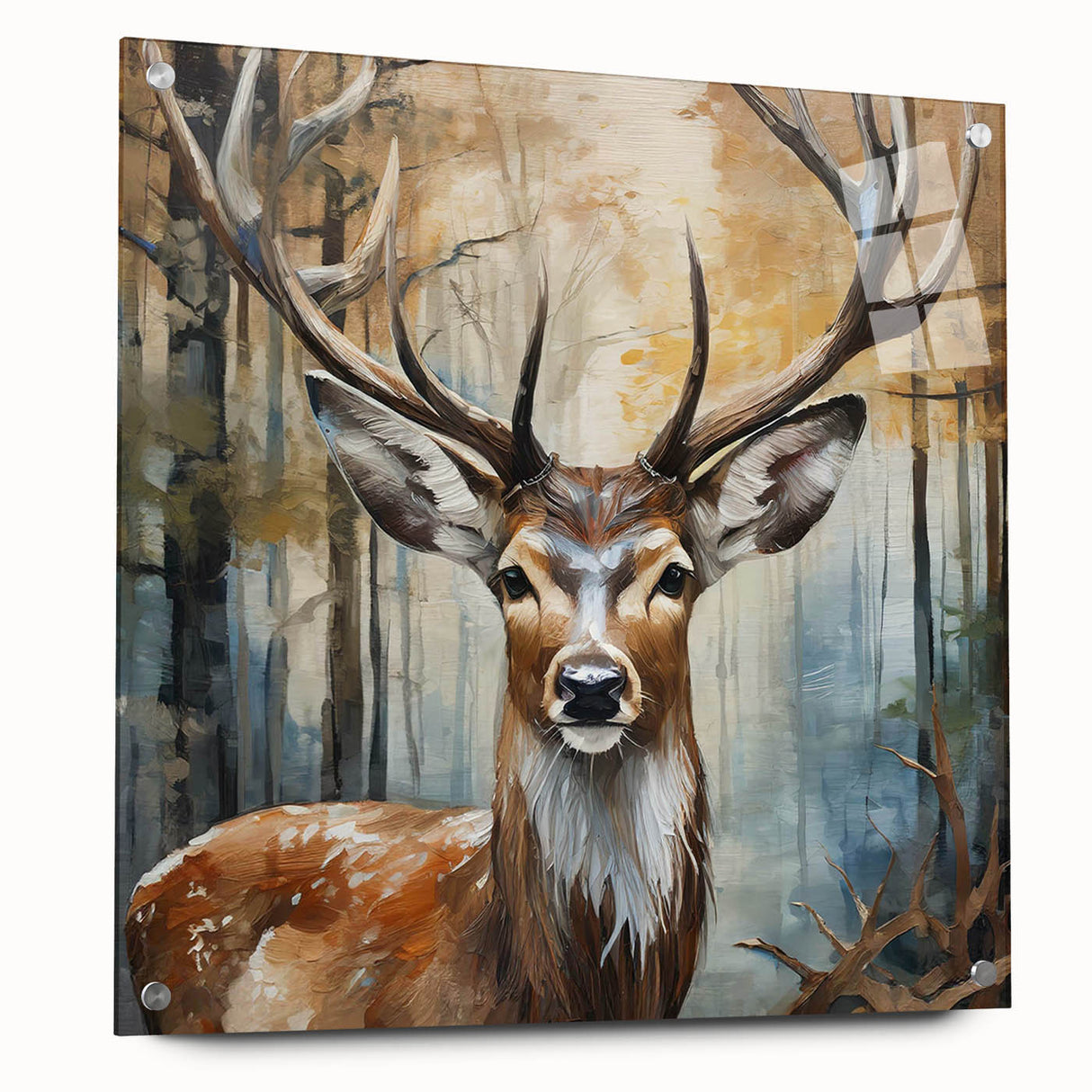 Acrylic glass wall art featuring a vibrant antelope design in a side view, showcasing intricate details and colors, ideal for wildlife-themed decor.