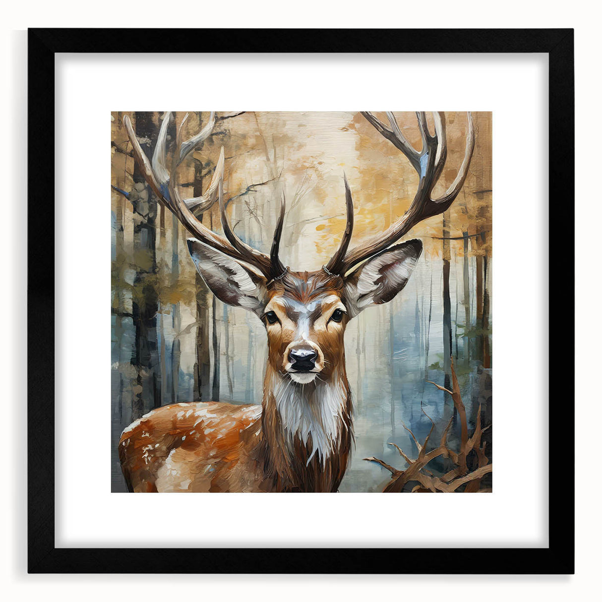Antelope-themed wall art collection framed in black, featuring vibrant wildlife designs on high-quality mat board, ideal for nature enthusiasts' decor.
