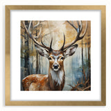 Elegant framed wall art featuring a golden-hued antelope design, set against a textured mat background, perfect for enhancing home decor with a wildlife theme.