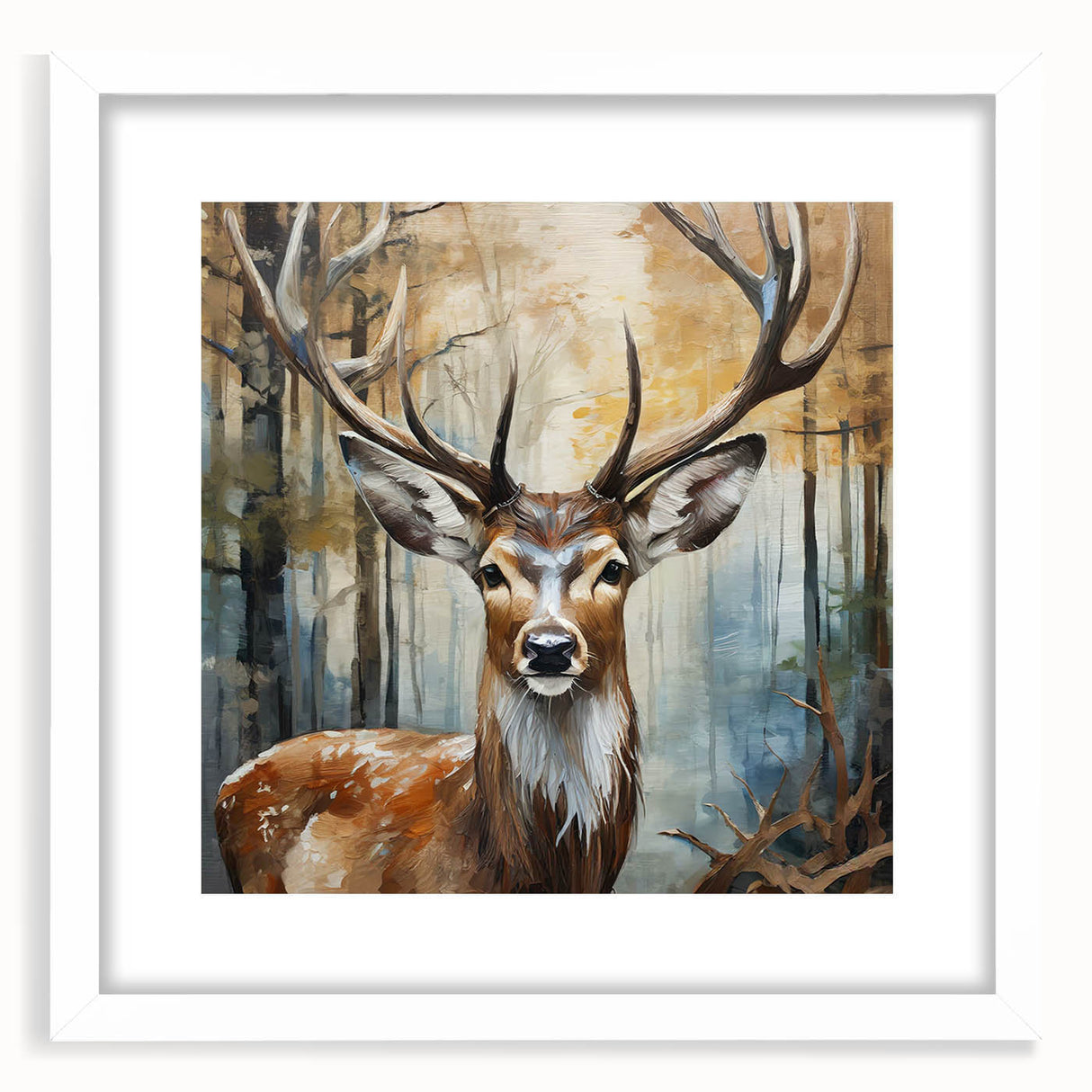 Framed wall art featuring a striking antelope design in a minimalist white frame, perfect for animal lovers and nature enthusiasts, adding elegance to any room.