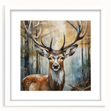 Framed wall art featuring a striking antelope design in a minimalist white frame, perfect for animal lovers and nature enthusiasts, adding elegance to any room.