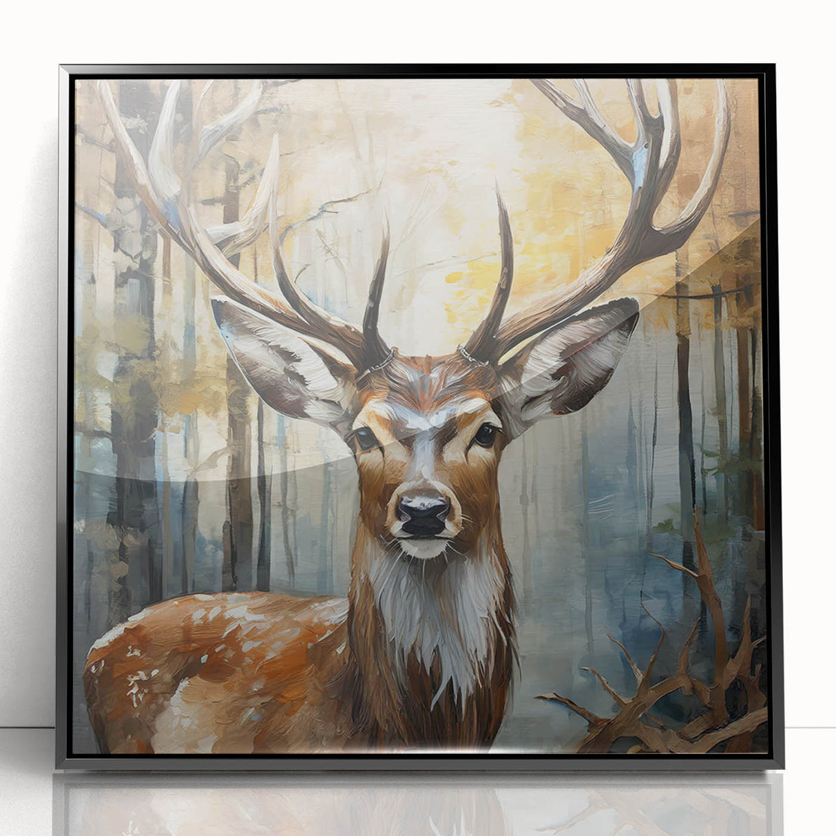 Framed acrylic wall art featuring a striking antelope design in vibrant colors, ideal for adding a touch of wildlife elegance to home decor.