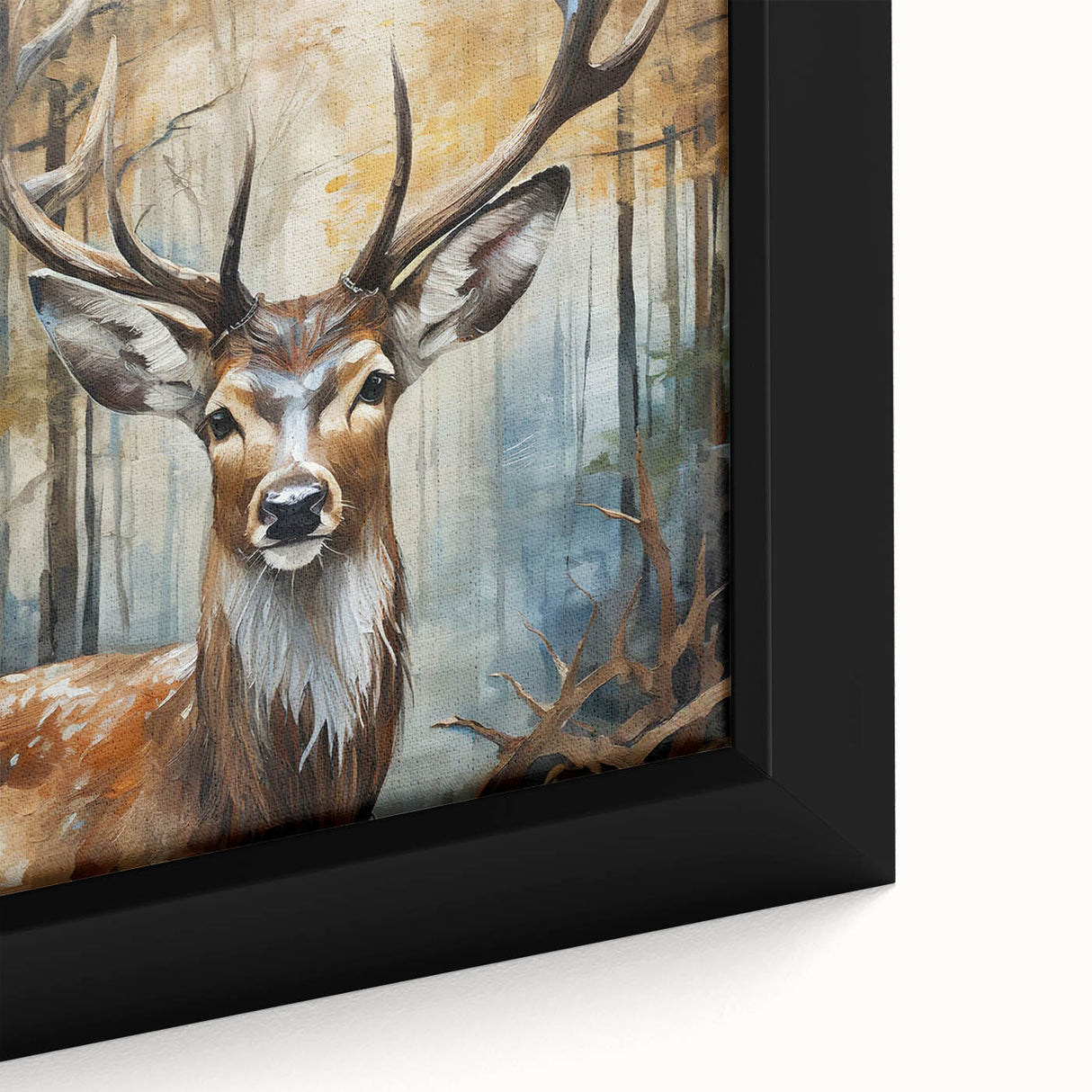 Close-up of a framed wall art canvas featuring a vibrant antelope design, showcasing rich colors and intricate details, perfect for wildlife enthusiasts and home decor.