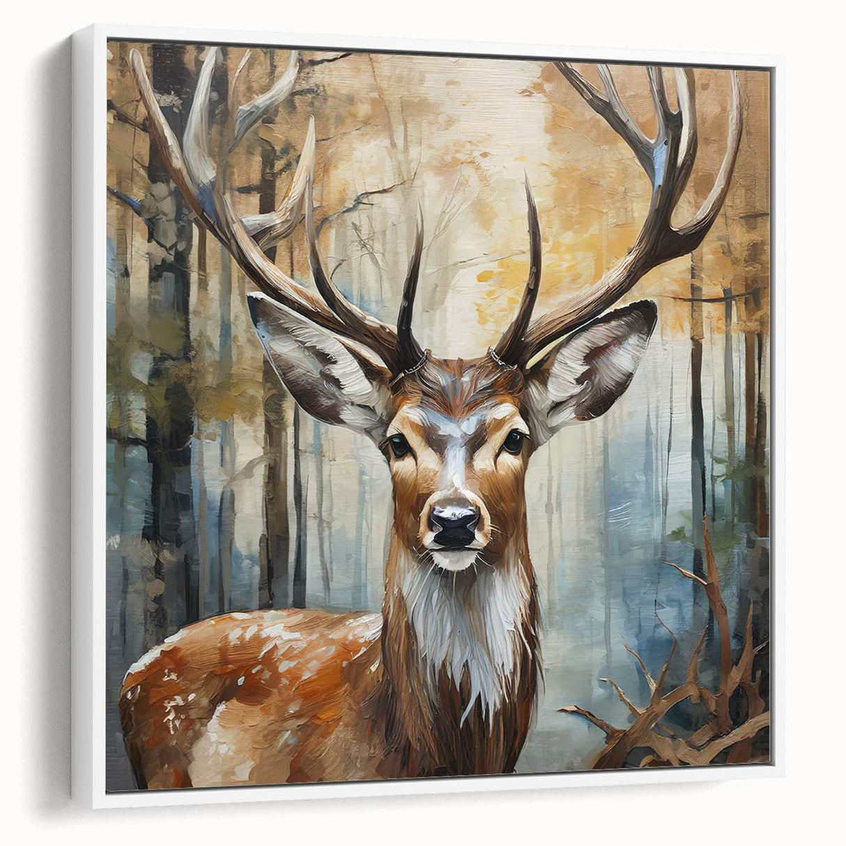 Framed canvas wall art featuring a side view of an elegant antelope design, showcasing intricate details in earthy tones, ideal for nature-inspired decor.