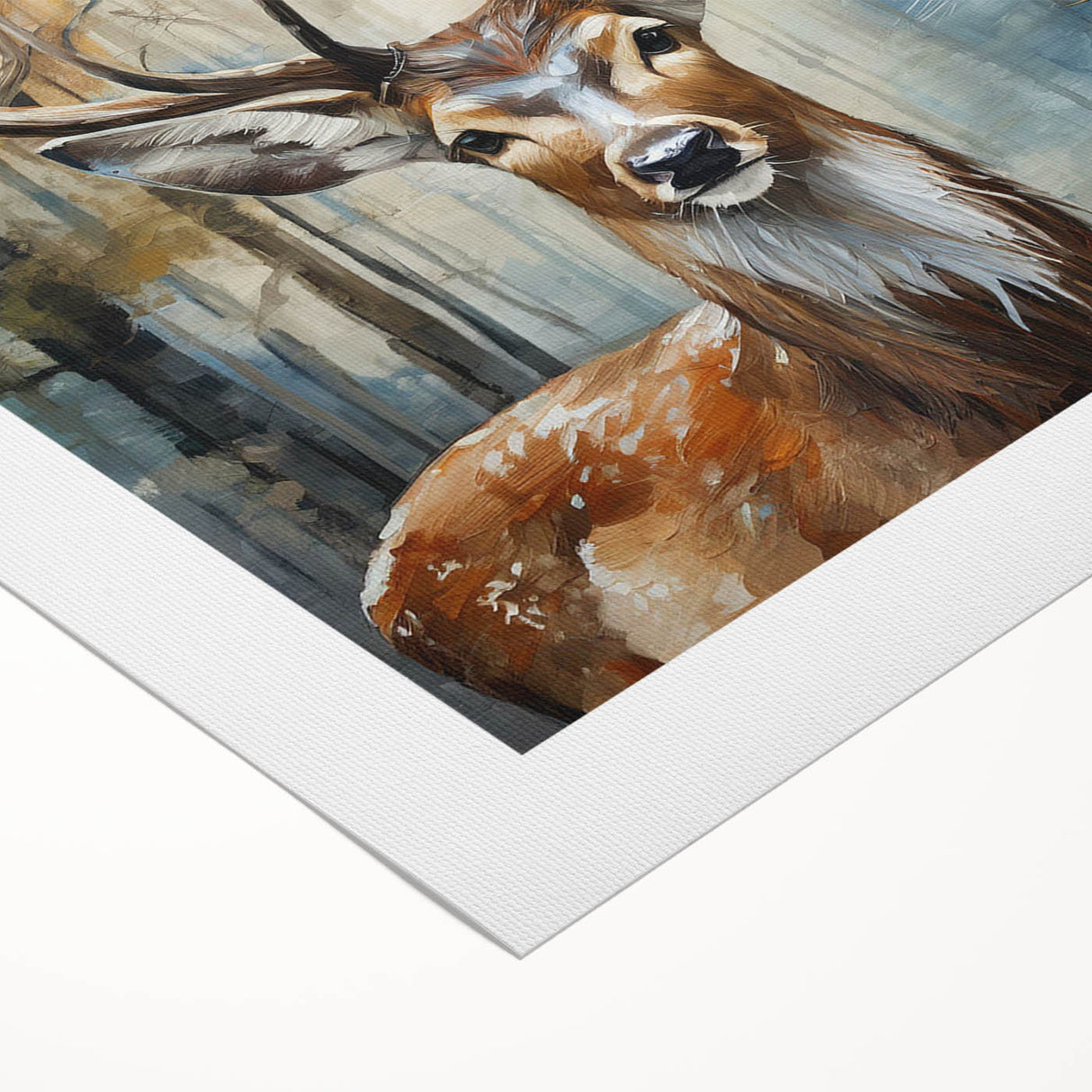Rolled canvas showcasing a vibrant antelope design from the African wildlife collection, ideal for home decor or office art, emphasizing nature's beauty and elegance.