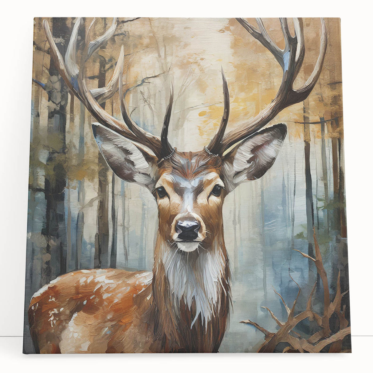 Antelope-themed wall art on stretched canvas, showcasing vibrant colors and intricate details; ideal for nature-inspired decor in living spaces.