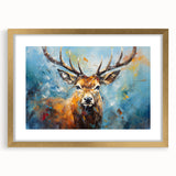 Antelope-themed wall art featuring a striking gold frame and mat, showcasing a vibrant wildlife design perfect for enhancing home decor or office spaces.