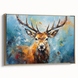 Framed wall art featuring a stylish gold antelope design on a textured canvas, showcasing vibrant colors and intricate details, perfect for modern decor.
