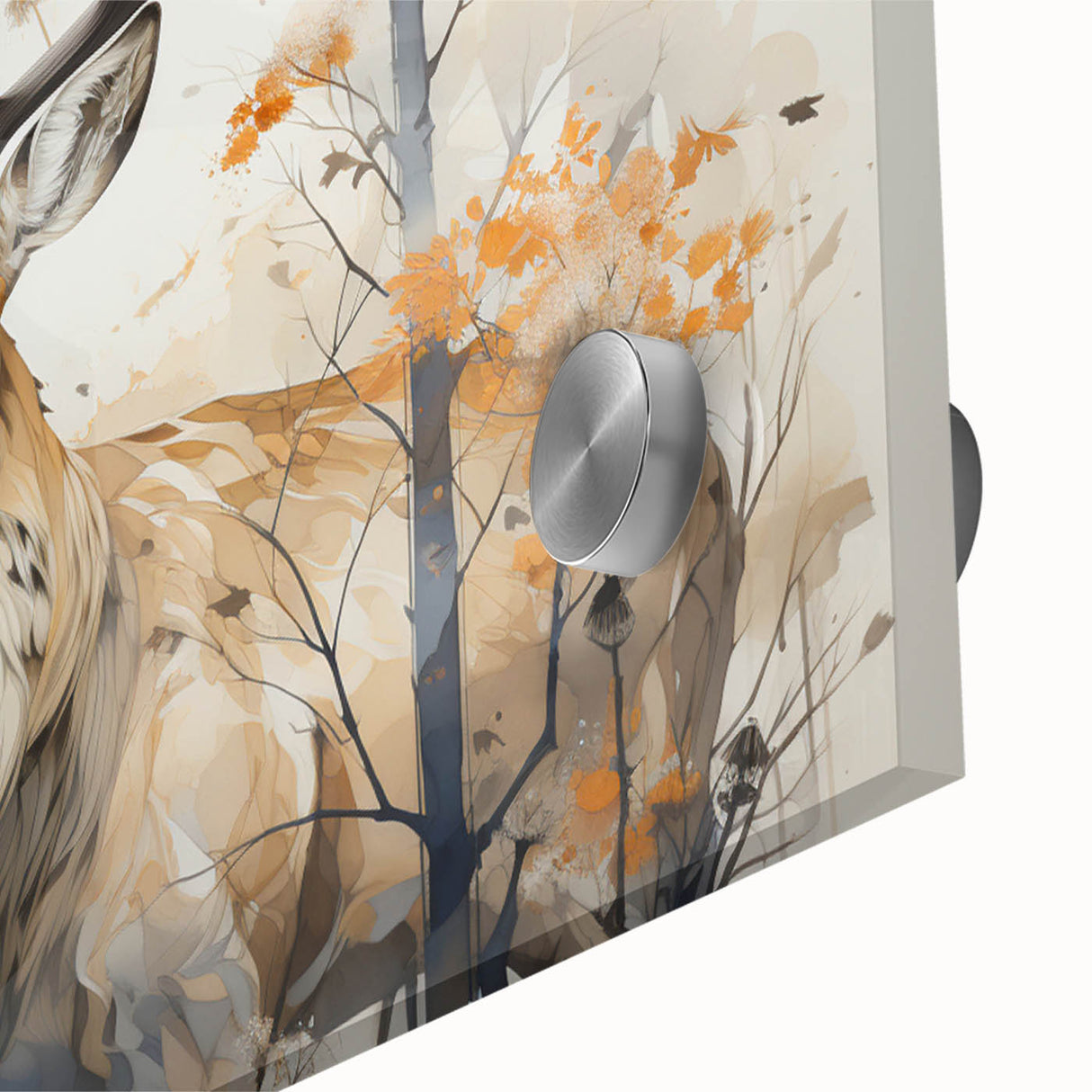 Close-up of a vibrant acrylic wall art piece featuring an antelope design, showcasing intricate details and colors, perfect for wildlife enthusiasts' decor.