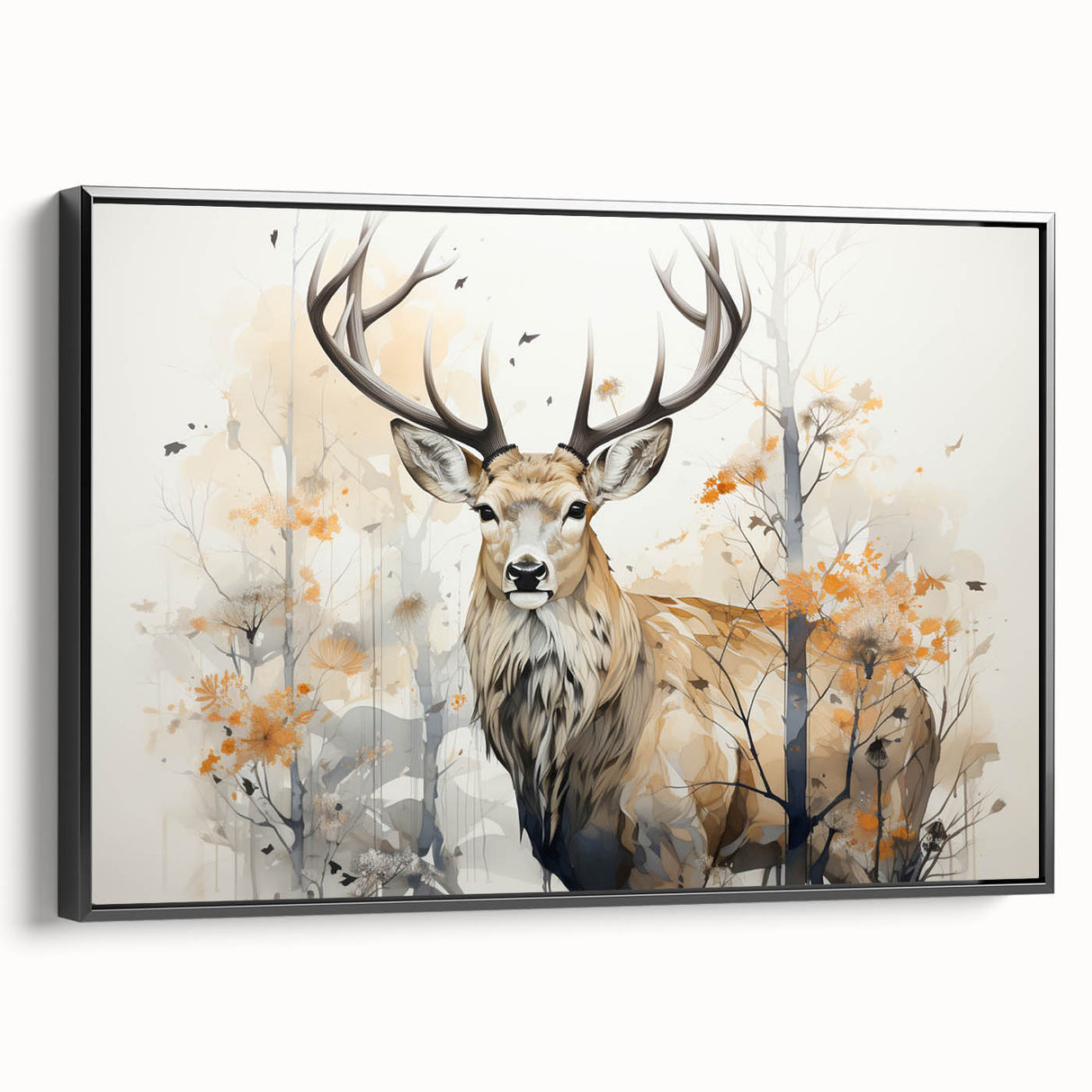 Framed wall art showcasing a striking black antelope design against a textured background, adding a touch of elegance to home decor with its modern aesthetic.