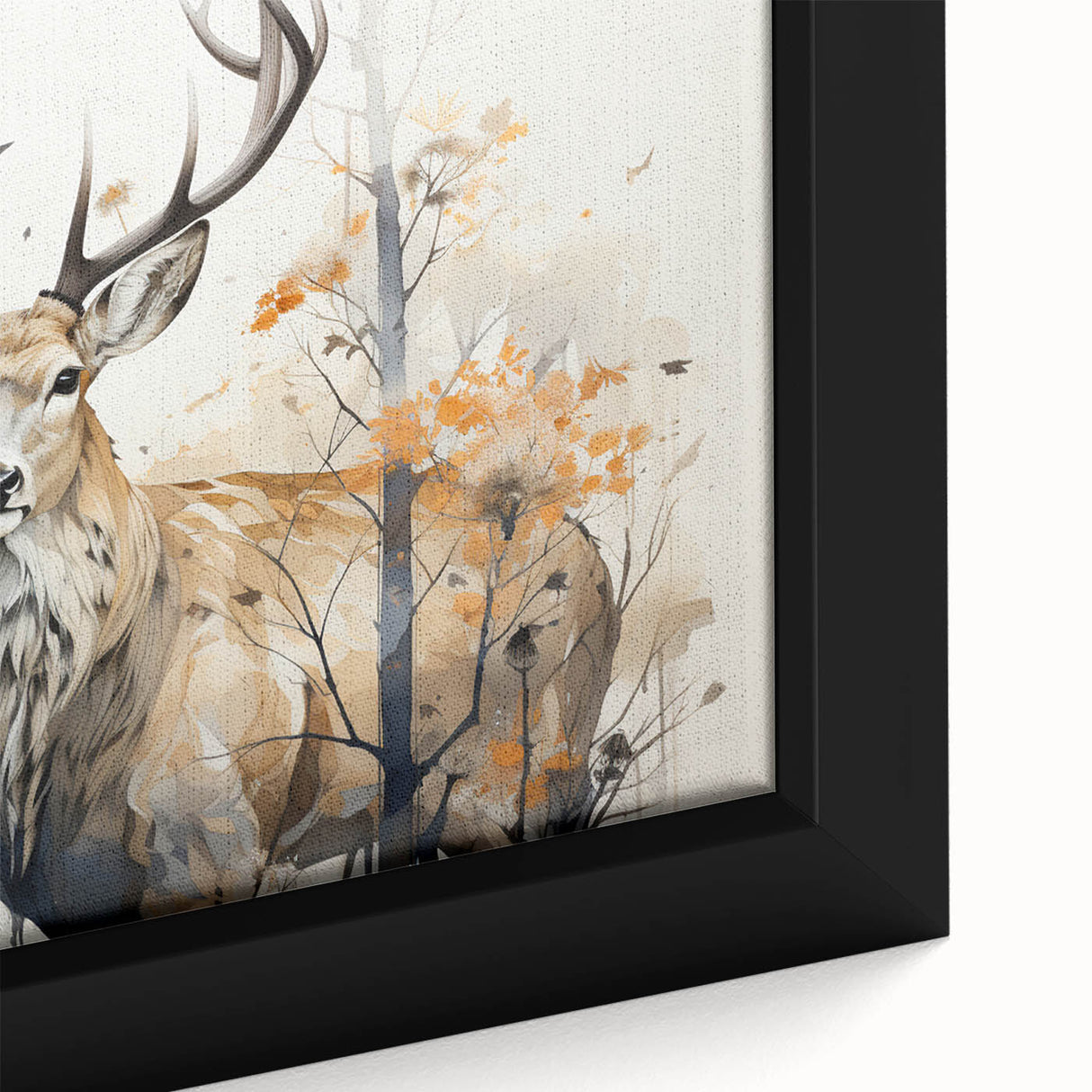 Close-up of a framed canvas artwork depicting a vibrant antelope in a natural setting, showcasing intricate details and earthy tones, perfect for wildlife enthusiasts.
