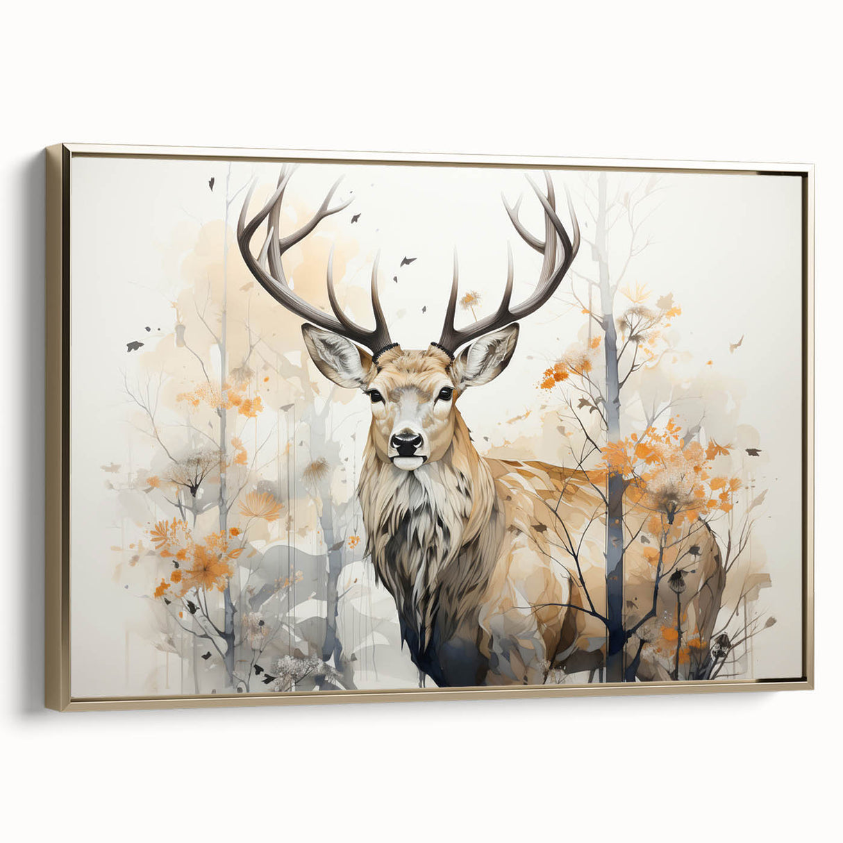 Framed wall art featuring a side view of an elegant antelope design in gold, showcasing intricate details against a minimalist background, perfect for wildlife enthusiasts.