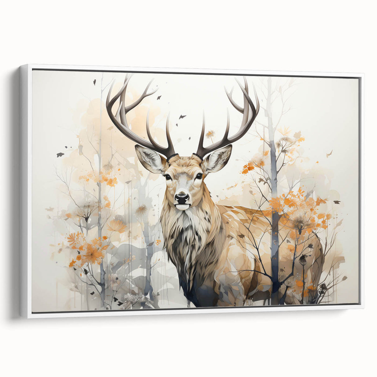 Framed wall art showcasing a side view of a graceful antelope design on textured canvas, set against a white background, perfect for nature-inspired decor.