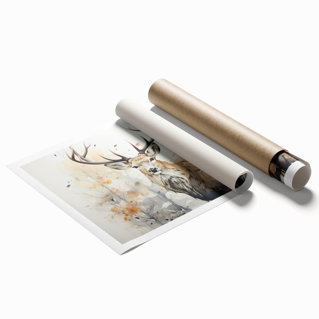 Antelope wall art print showcasing a vibrant and detailed design, featuring earthy tones and intricate patterns, rolled and ready for framing or display.