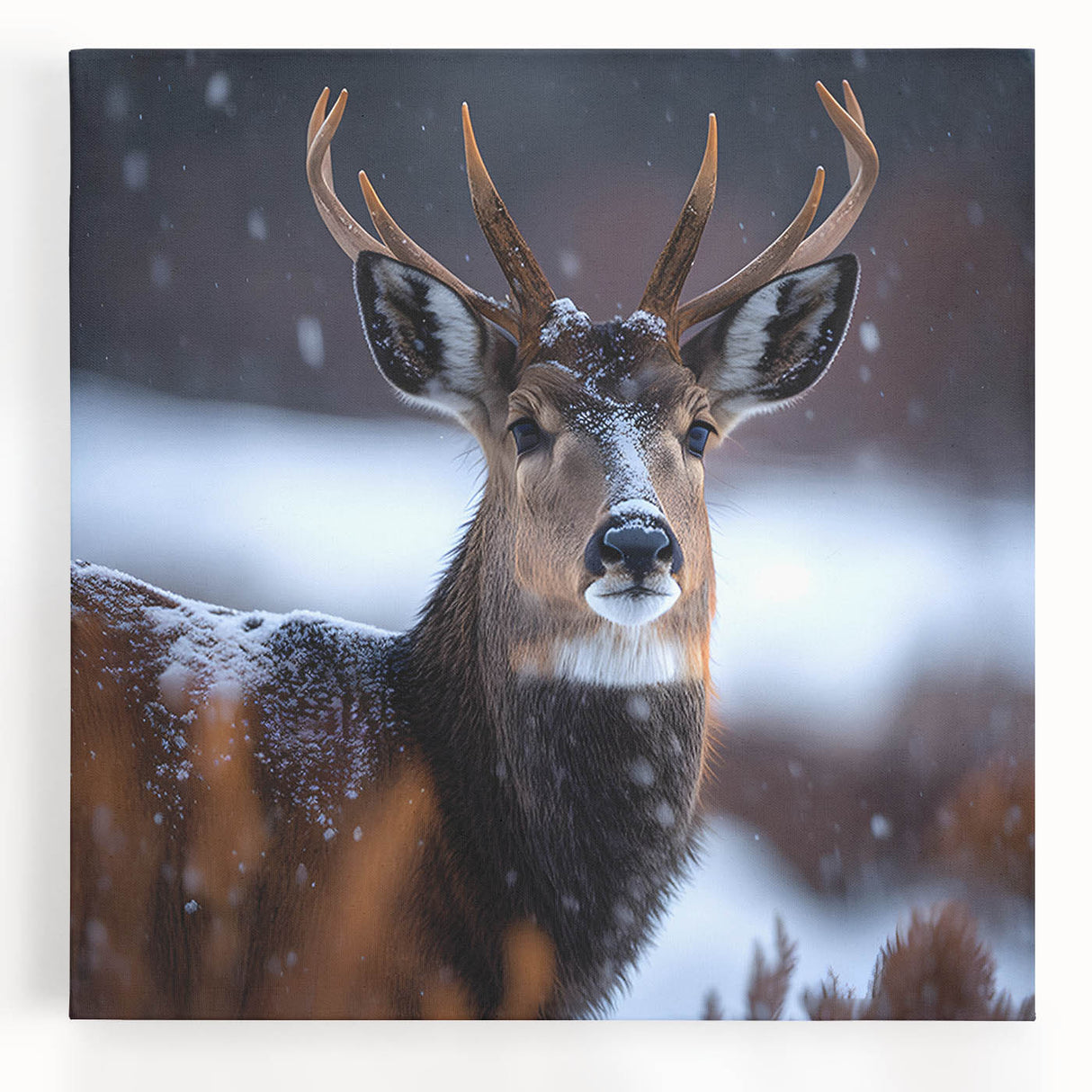 Stretched canvas wall art showcasing a vibrant antelope design, featuring rich colors and intricate details, perfect for adding a wildlife theme to home decor.