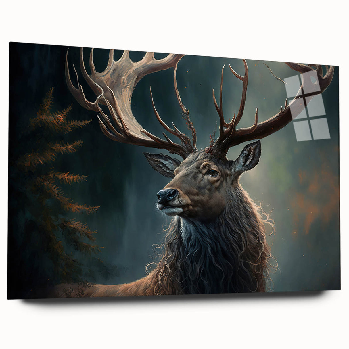 Side view of an acrylic glass wall art piece showcasing a vibrant antelope design in a wild landscape, perfect for animal lovers and home decor enthusiasts.