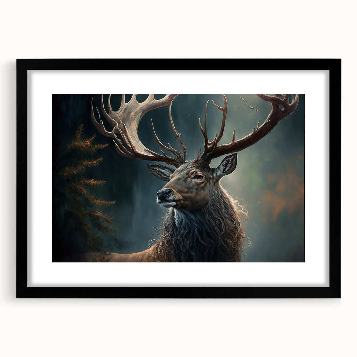Antelope-themed wall art design in a black frame with a mat, showcasing intricate animal illustrations. Perfect for nature enthusiasts and modern decor.