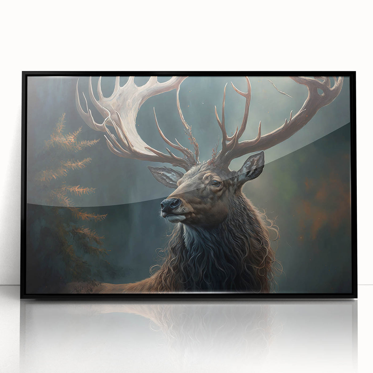 Framed acrylic wall art showcasing a striking antelope design in black, perfect for wildlife enthusiasts, adding elegance to home decor with its modern touch.