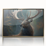 Framed wall art showcasing a striking antelope design in gold accents, set against a vibrant background, perfect for enhancing modern decor in living spaces.