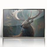 Framed acrylic wall art featuring an elegant antelope design in shades of silver, showcasing a modern aesthetic perfect for wildlife enthusiasts and home decor.