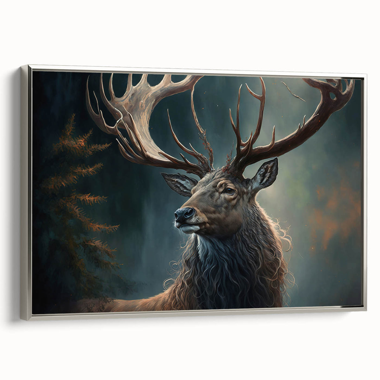 Elegant framed canvas wall art of an antelope design, showcasing intricate details in silver tones, perfect for enhancing modern decor. Ideal for wildlife enthusiasts.