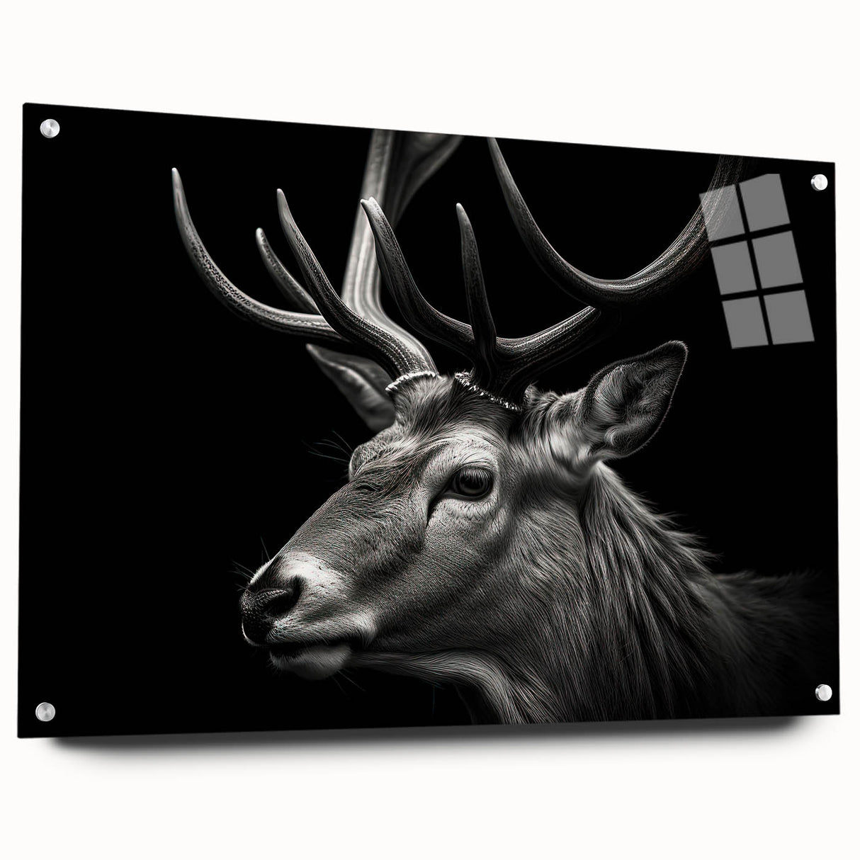 Antelope wall art design on acrylic glass showcases a vibrant, colorful depiction of wildlife, featuring intricate details and textures, ideal for nature enthusiasts.