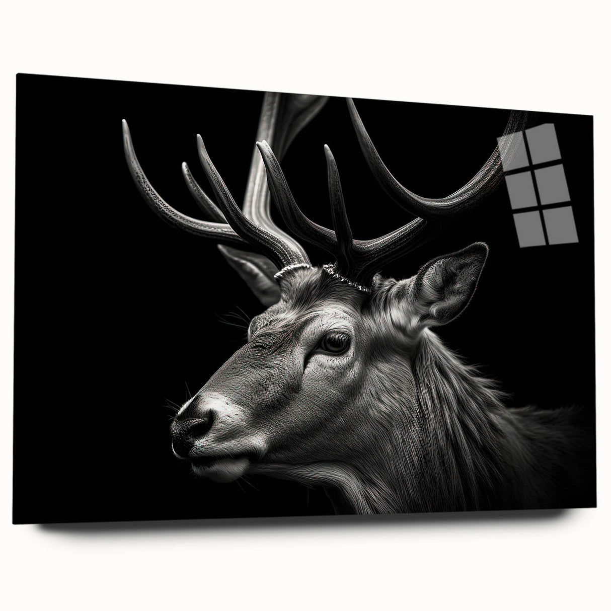 Side view of an acrylic wall art piece featuring a vibrant antelope design, showcasing intricate details and colors, ideal for wildlife enthusiasts and home decor.