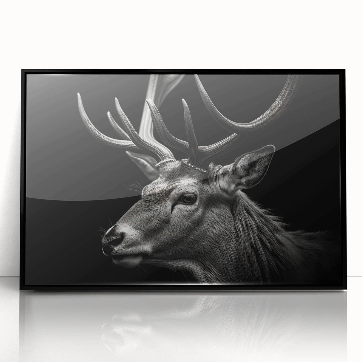 Framed acrylic wall art featuring a striking antelope design in a black frame, showcasing vibrant colors and intricate details, perfect for wildlife decor enthusiasts.