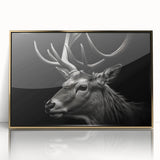 Framed wall art featuring a stunning antelope design with intricate details, vibrant colors, and a sleek gold frame, perfect for enhancing living spaces or offices.