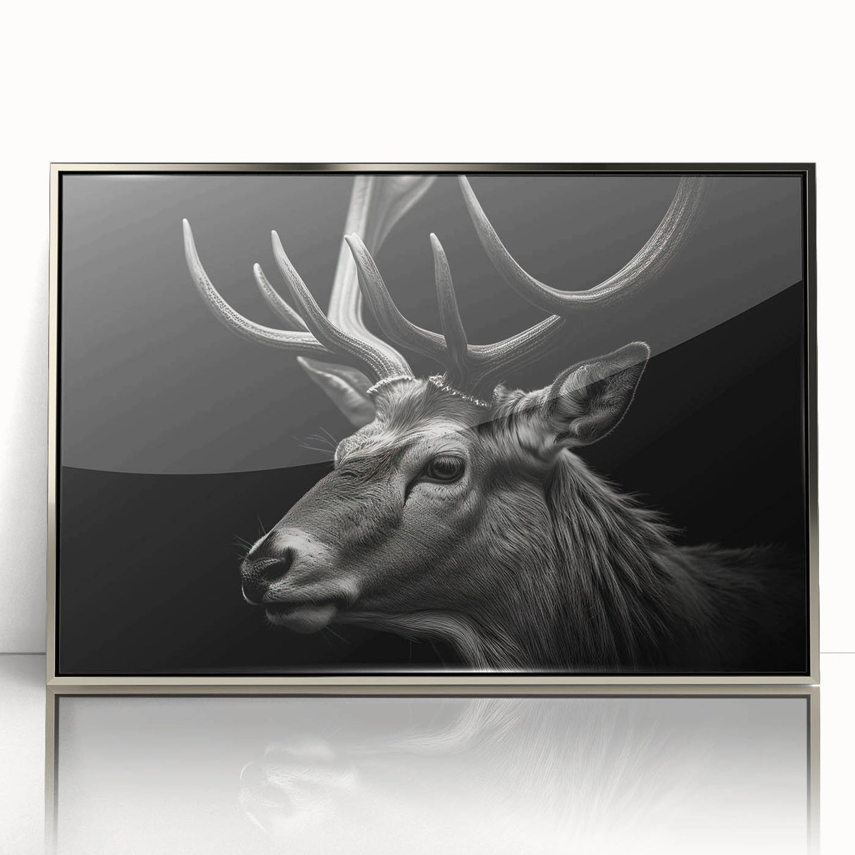 Framed wall art featuring a striking silver-accented antelope design, showcasing intricate details against a vibrant backdrop, perfect for wildlife enthusiasts and modern decor.