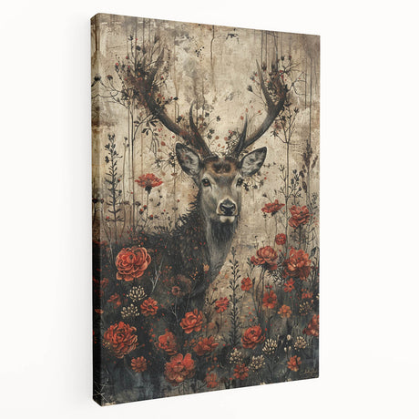 Stretched canvas wall art featuring a side view of a majestic antelope in a natural setting, showcasing earthy tones and intricate details for wildlife enthusiasts.