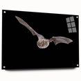 Acrylic wall art featuring a side view of a bat design, showcasing intricate details and vibrant colors, ideal for wildlife enthusiasts and modern decor.