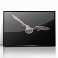 Framed wall art featuring a striking black bat design, showcasing intricate details and vibrant colors, perfect for wildlife enthusiasts and modern decor.