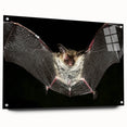 Acrylic glass wall art featuring a bat design from the Animals A Wild Life collection, showcasing intricate details and vibrant colors, displayed side view with pins.